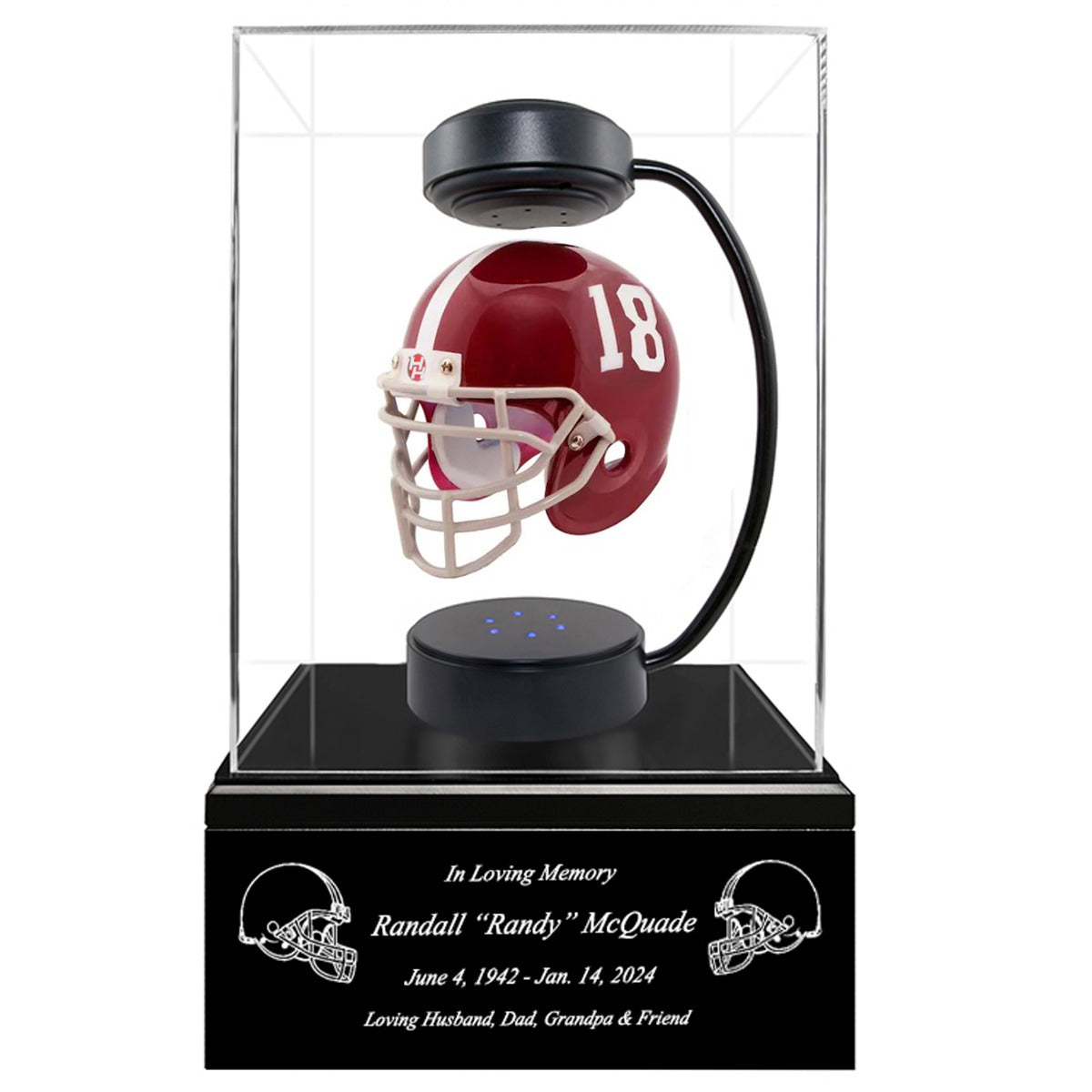 Football Adult or Medium Cremation Urn & University of Alabama 18 Hover Helmet Décor