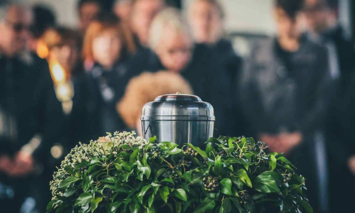 Cremation Urn at funeral service.