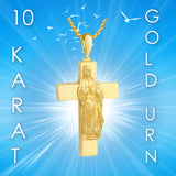 Mary On The Cross 10kt or 14KT Gold Cremation Jewelry Urn - SHIPS NOW