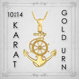 Anchor & Wheel 10KT or 14KT Gold Cremation Jewelry Urn - SHIPS NOW