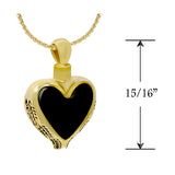 Onyx Mourning Heart 10KT or 14KT Gold Cremation Jewelry Urn - ORDER NOW