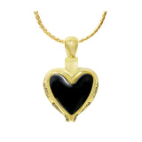 Onyx Mourning Heart 10KT or 14KT Gold Cremation Jewelry Urn - ORDER NOW