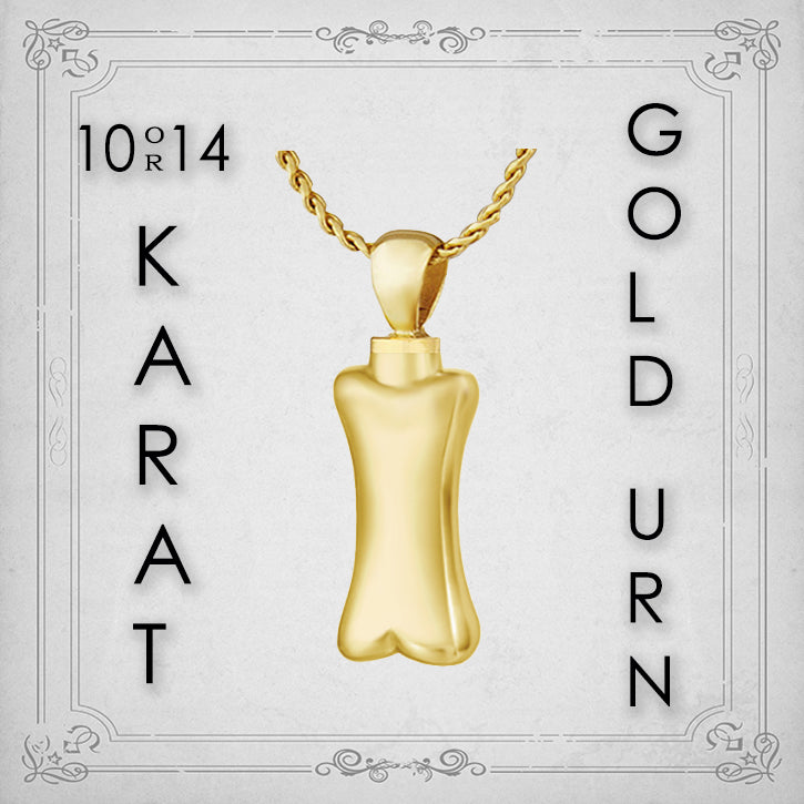 Dog Bone 10KT or 14KT Gold Cremation Jewelry Urn - SHIPS NOW