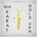 Crucifix 10KT or 14KT Gold Cremation Jewelry Urn - SHIPS NOW