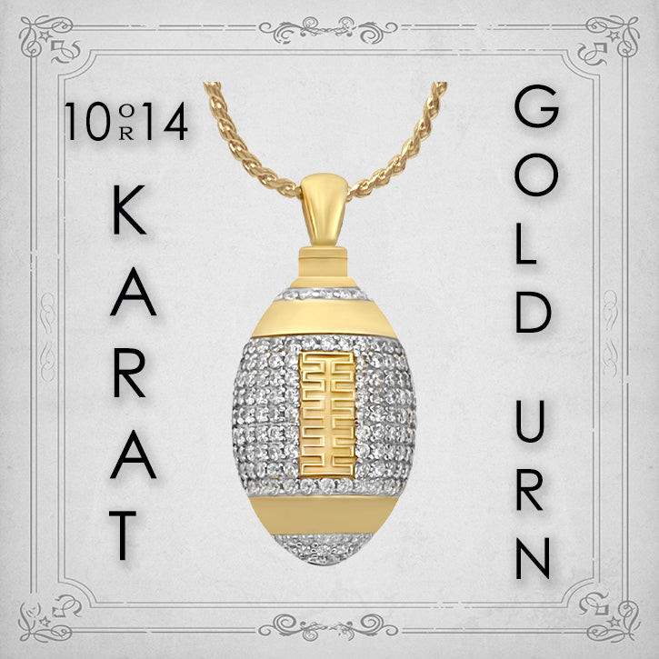 Football 10KT or 14KT Gold Cremation Jewelry Urn - ORDER NOW