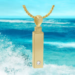 Gold Bar Crystal 10KT or 14KT Gold Cremation Jewelry Urn - SHIPS NOW