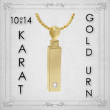 Gold Bar Crystal 10KT or 14KT Gold Cremation Jewelry Urn - SHIPS NOW
