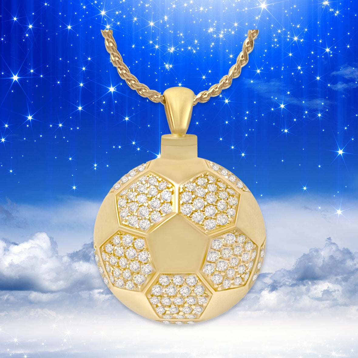 Soccer Ball 10KT or 14KT Gold Cremation Jewelry Urn - SHIPS NOW