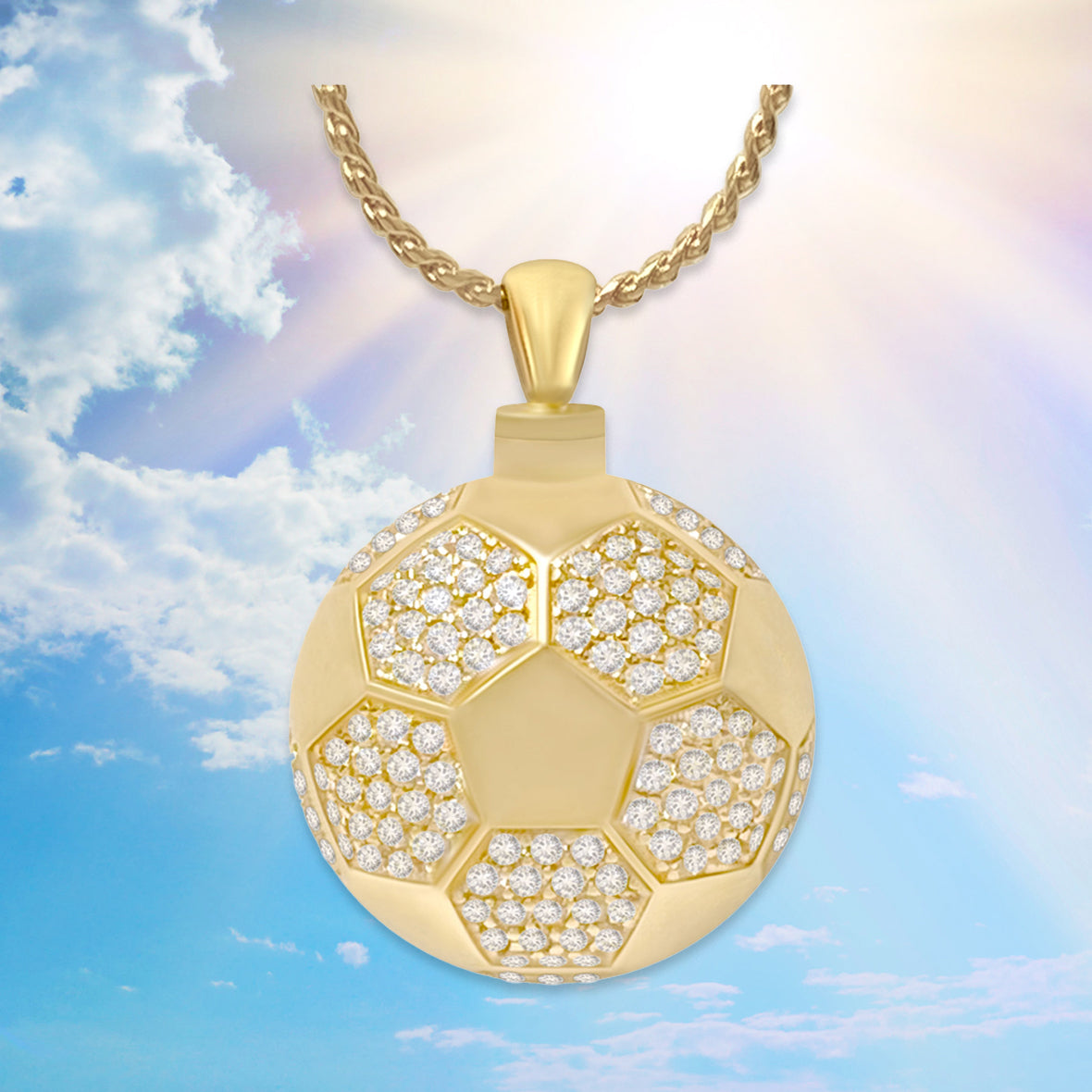 Soccer Ball 10KT or 14KT Gold Cremation Jewelry Urn - SHIPS NOW