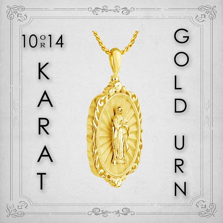 Guadalupe 10KT or 14KT Gold Filigree Cremation Jewelry Urn - SHIPS NOW