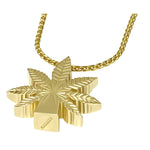 Marijuana Leaf 10KT or 14KT Gold Cremation Jewelry Urn - SHIPS NOW