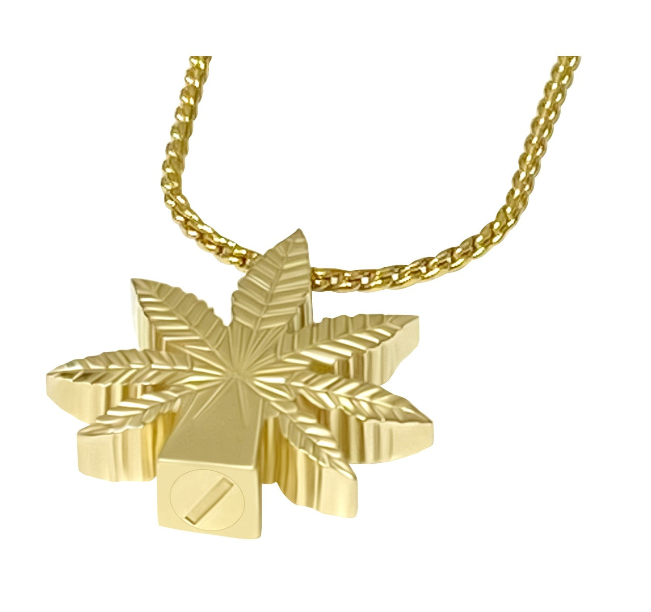 Marijuana Leaf 10KT or 14KT Gold Cremation Jewelry Urn - SHIPS NOW