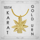 Marijuana Leaf 10KT or 14KT Gold Cremation Jewelry Urn - SHIPS NOW