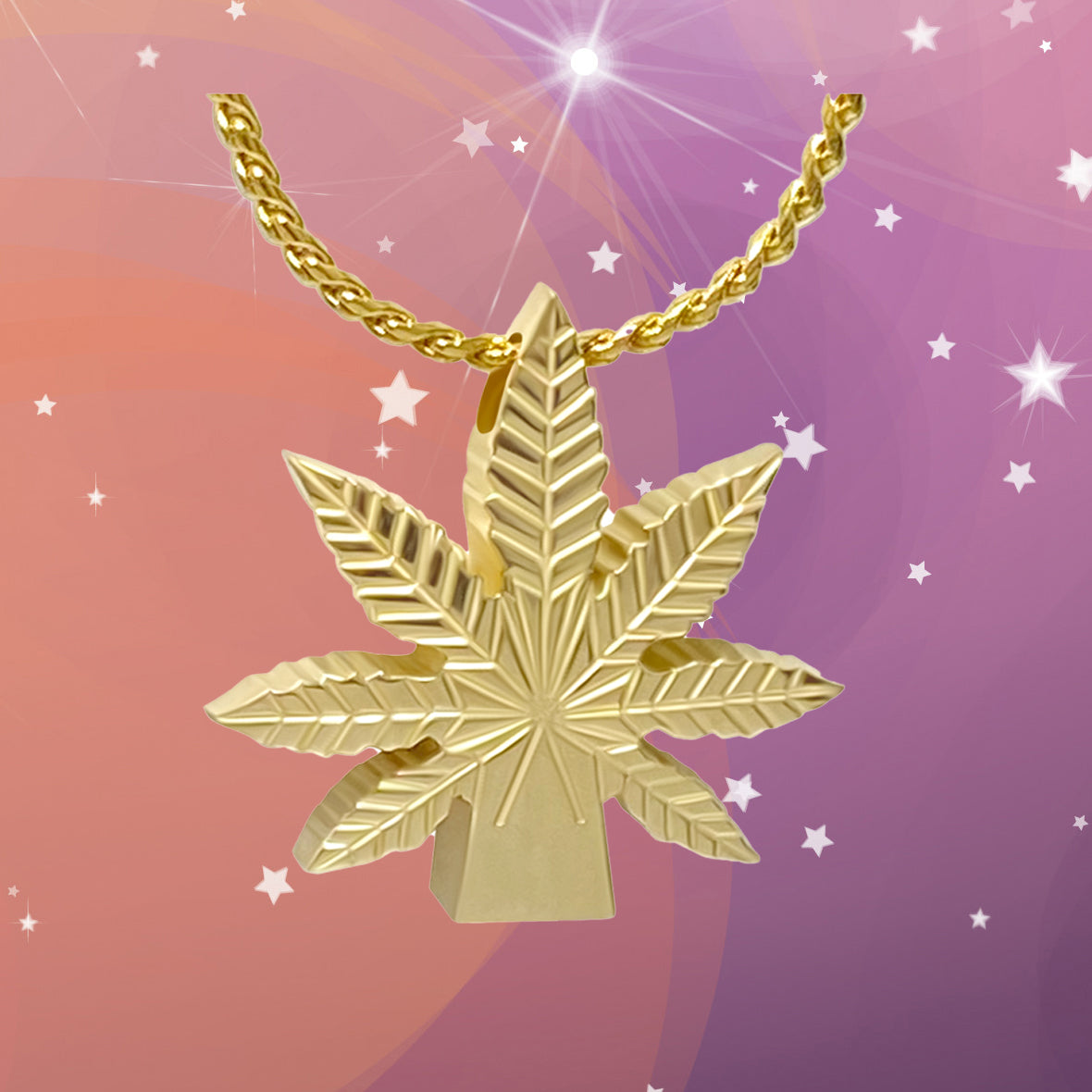 Marijuana Leaf 10KT or 14KT Gold Cremation Jewelry Urn - SHIPS NOW
