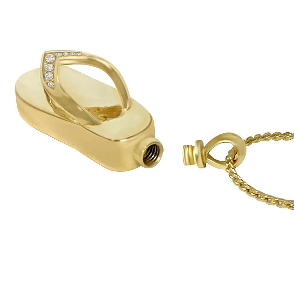 Sandal 10KT or 14KT Gold Cremation Flip Flop Jewelry Urn - ORDER NOW