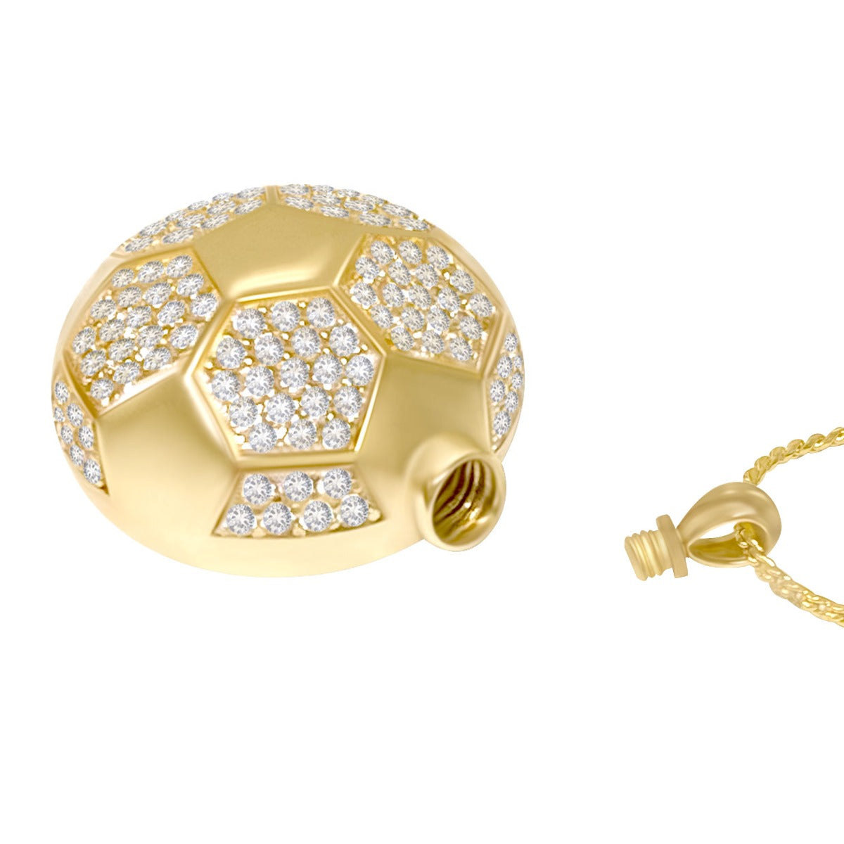 Soccer Ball 10KT or 14KT Gold Cremation Jewelry Urn - SHIPS NOW