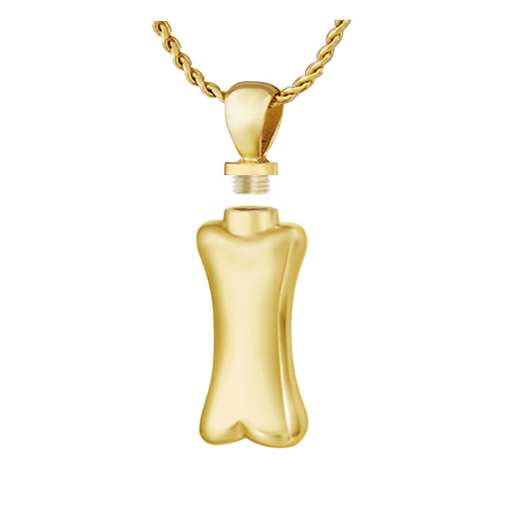 Dog Bone 10KT or 14KT Gold Cremation Jewelry Urn - SHIPS NOW