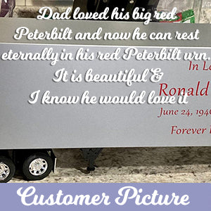 Trailer Cremation Urn & Peterbilt 389 Red Truck Décor
