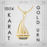 Sail Boat 10KT or 14KT Gold Cremation Jewelry Urn - SHIPS NOW