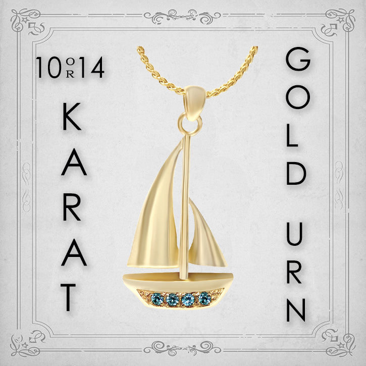 Sail Boat 10KT or 14KT Gold Cremation Jewelry Urn - SHIPS NOW
