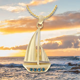 Sail Boat 10KT or 14KT Gold Cremation Jewelry Urn - SHIPS NOW