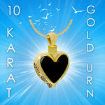 Onyx Mourning Heart 10KT or 14KT Gold Cremation Jewelry Urn - ORDER NOW