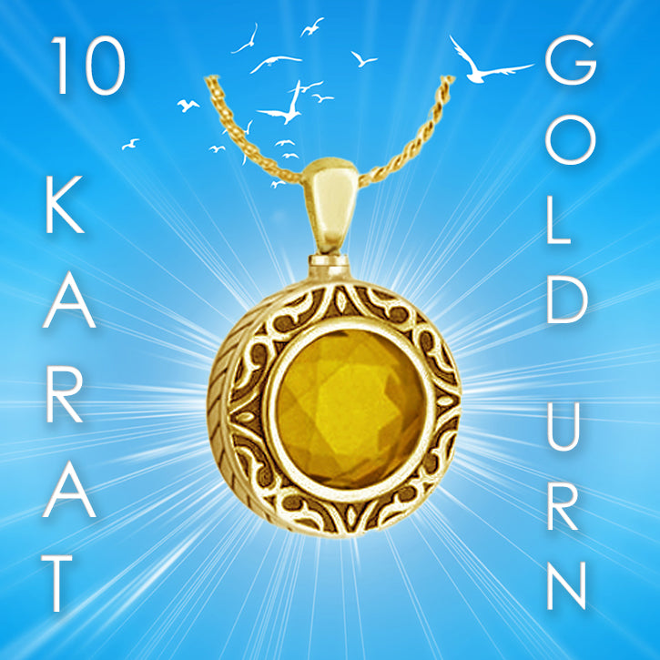 Citrine 10KT Gold Cremation Jewelry Urn - SHIPS NOW