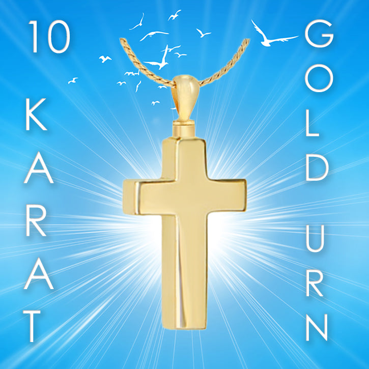 Men's Perfect Cross 10KT or 14KT Gold Cremation Jewelry Urn - ORDER NOW