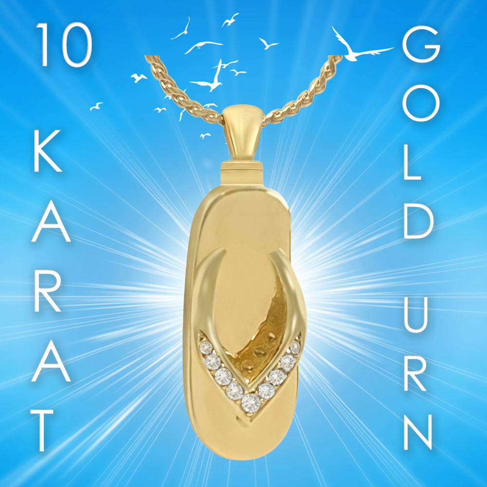 Sandal 10KT or 14KT Gold Cremation Flip Flop Jewelry Urn - ORDER NOW