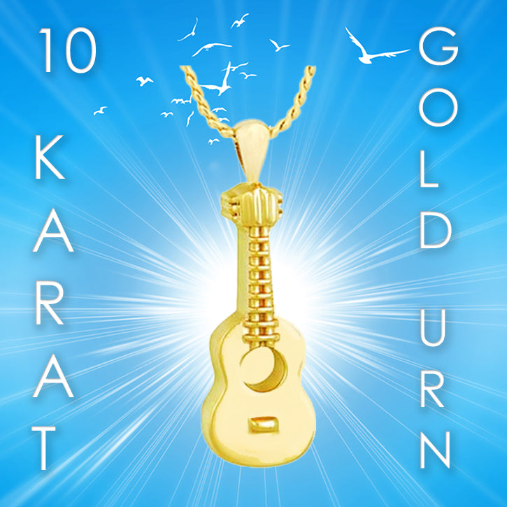 Acoustic Guitar 10KT or 14KT Gold Cremation Jewelry Urn - SHIPS NOW