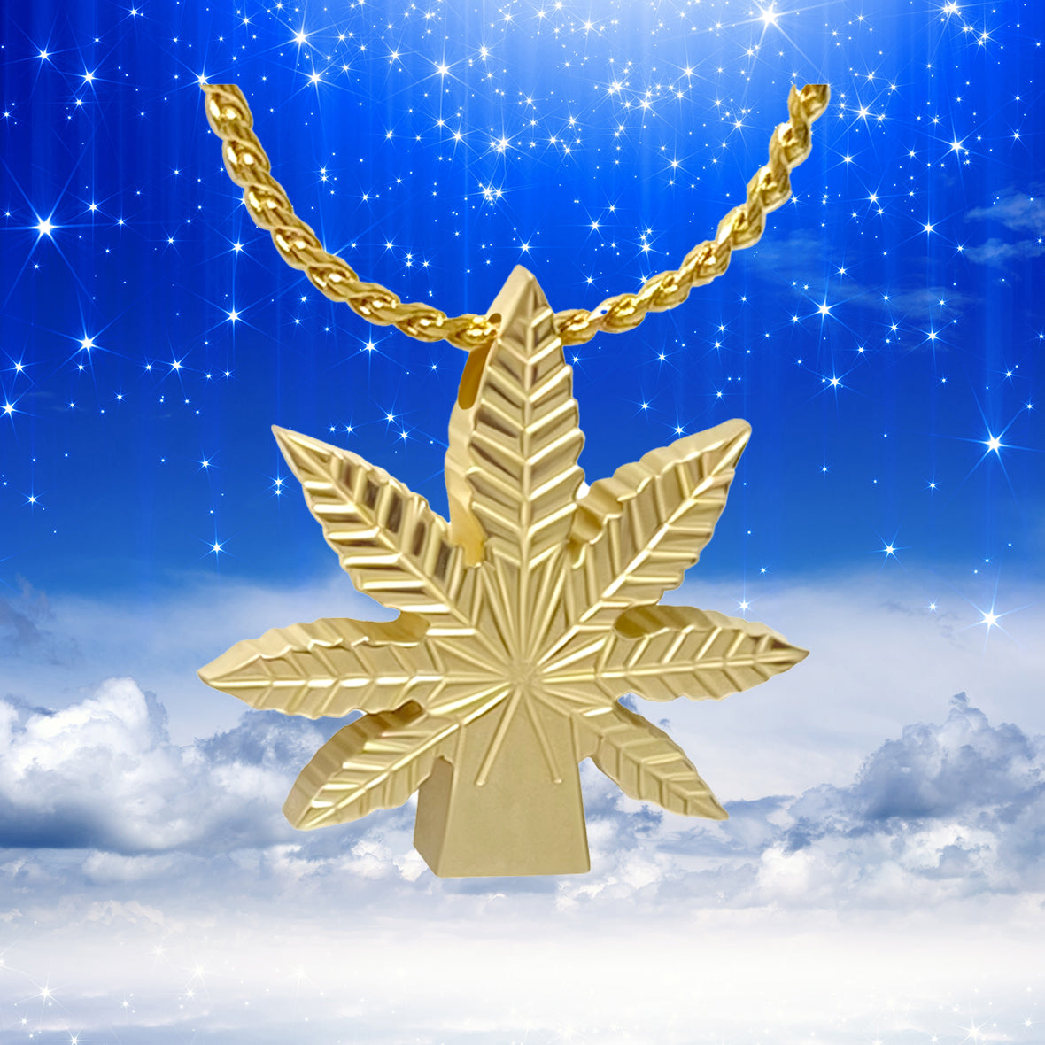 Marijuana Leaf 10KT or 14KT Gold Cremation Jewelry Urn - SHIPS NOW