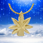 Marijuana Leaf 10KT or 14KT Gold Cremation Jewelry Urn - SHIPS NOW