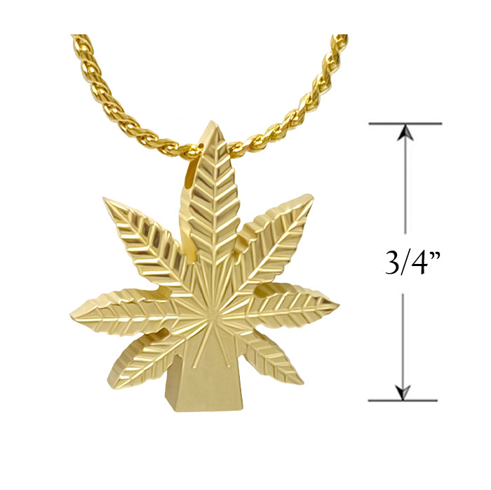 Marijuana Leaf 10KT or 14KT Gold Cremation Jewelry Urn - SHIPS NOW