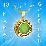 Peridot 10KT Gold Cremation Jewelry Urn - SHIPS NOW