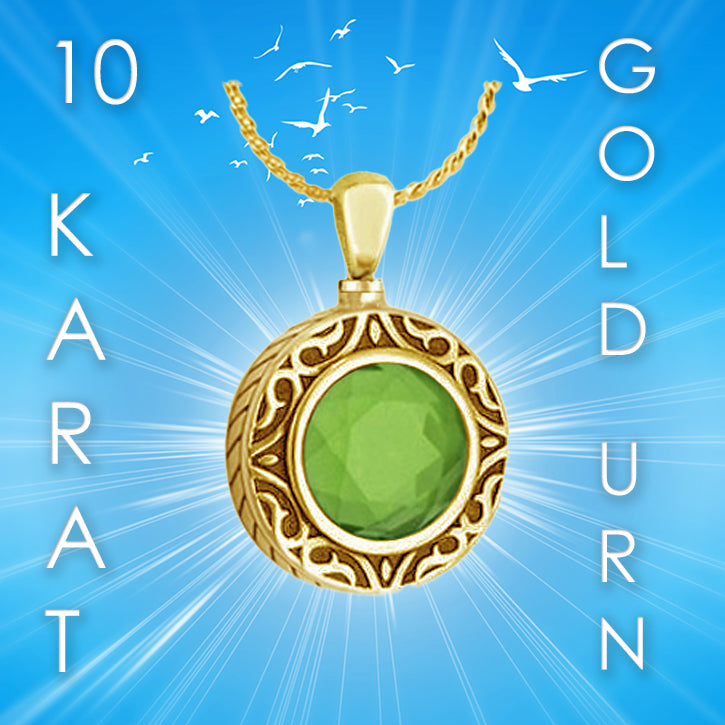 Peridot 10KT Gold Cremation Jewelry Urn - SHIPS NOW