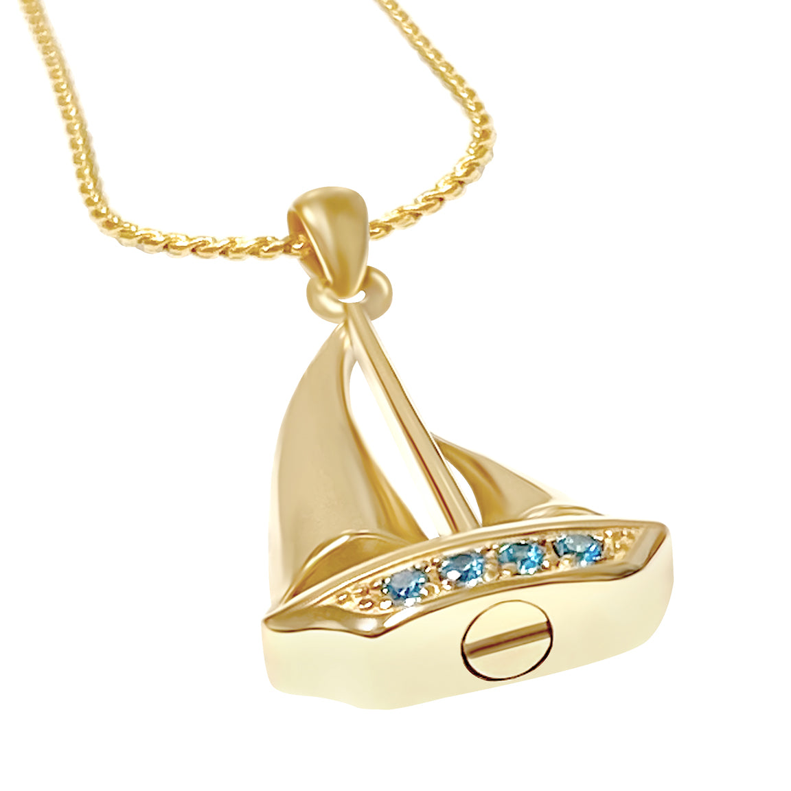 Sail Boat 10KT or 14KT Gold Cremation Jewelry Urn - SHIPS NOW