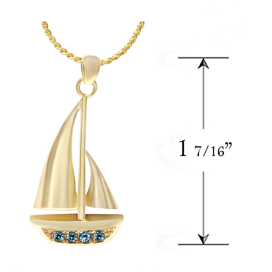 Sail Boat 10KT or 14KT Gold Cremation Jewelry Urn - SHIPS NOW