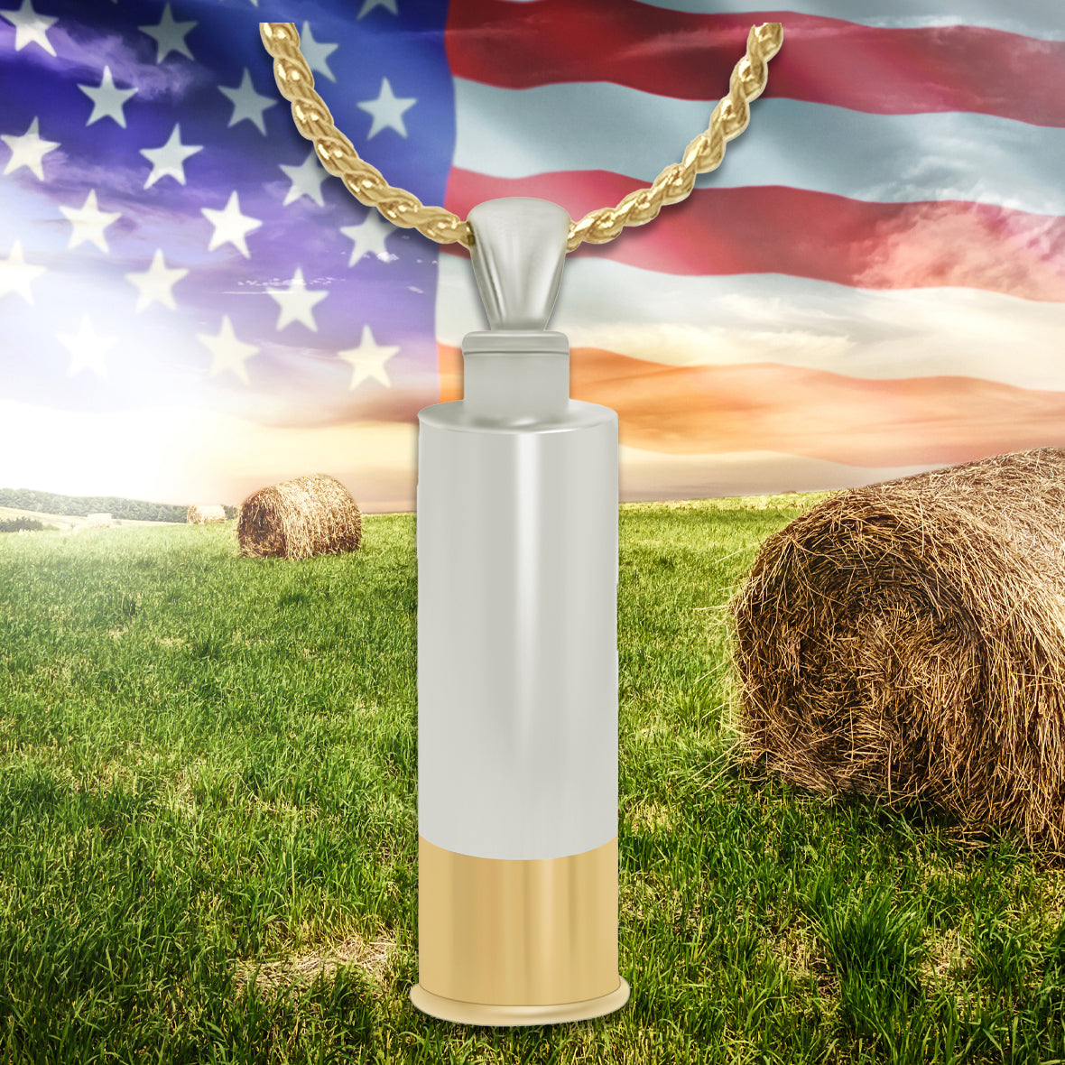 Shotgun Shell 10KT or 14KT Yellow & White Gold Cremation Jewelry Urn - SHIPS NOW