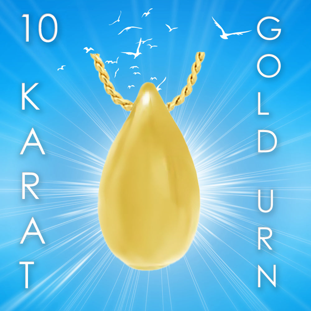 Large Teardrop 10KT Gold Cremation Jewelry Urn  - SHIPS NOW