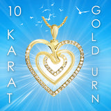 Triple Hearts of Love 10KT or 14KT Gold Cremation Jewelry Urn - SHIPS NOW