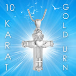 Claddagh Cross 10KT or 14KT White Gold Cremation Jewelry Urn - SHIPS NOW