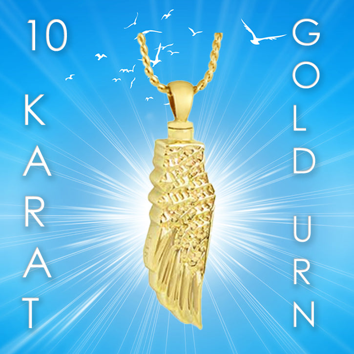 Angel Wing 10KT or 14KT Gold Cremation Jewelry Urn - ORDER NOW