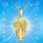 Cross Angel Wings 10KT or 14KT Gold Cremation Jewelry Urn - SHIPS NOW