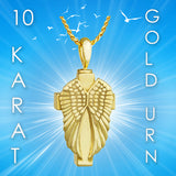 Cross Angel Wings 10KT or 14KT Gold Cremation Jewelry Urn - SHIPS NOW
