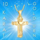 Claddagh Cross 10KT or 14KT Gold Cremation Jewelry Urn - ORDER NOW