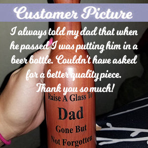 Beer Bottle Toast Keepsake Urn - Light or Dark Wood Options