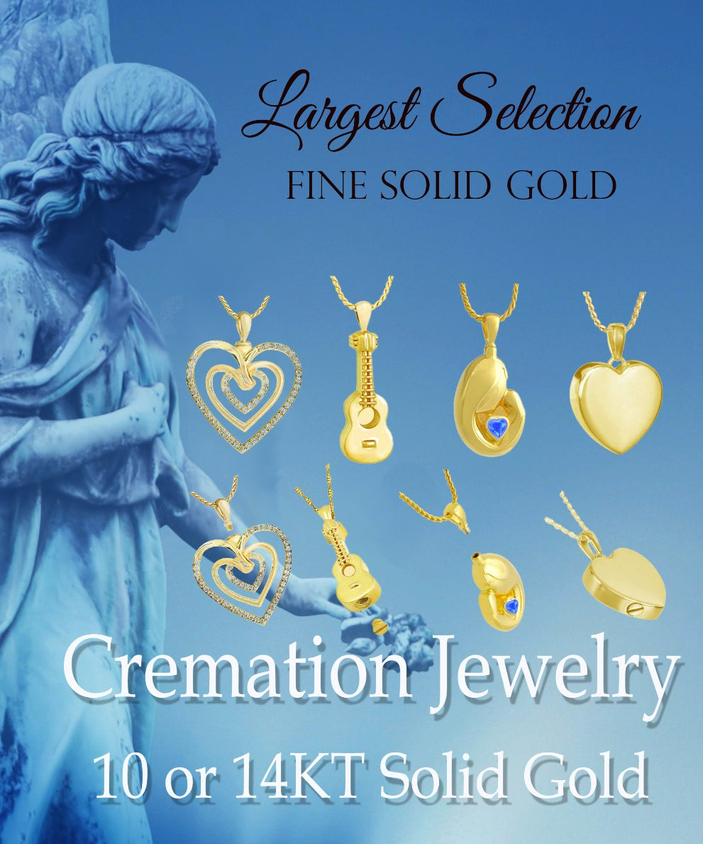 Triple Hearts of Love 10KT or 14KT Gold Cremation Jewelry Urn - SHIPS NOW