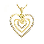 Triple Hearts of Love 10KT or 14KT Gold Cremation Jewelry Urn - SHIPS NOW