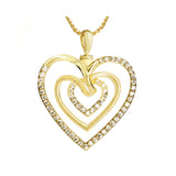 Triple Hearts of Love 10KT or 14KT Gold Cremation Jewelry Urn - SHIPS NOW