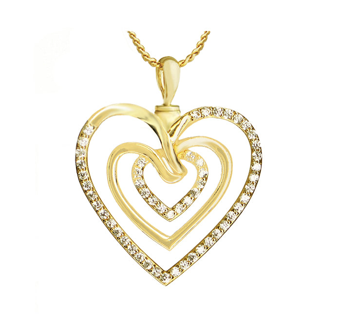 Triple Hearts of Love 10KT or 14KT Gold Cremation Jewelry Urn - SHIPS NOW